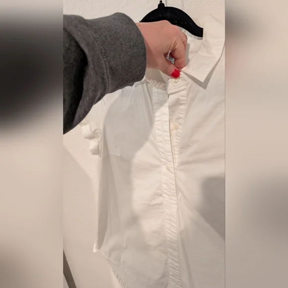 J. Crew Quarter Button Polo Cotton White Shirt - Picture 3 of 5